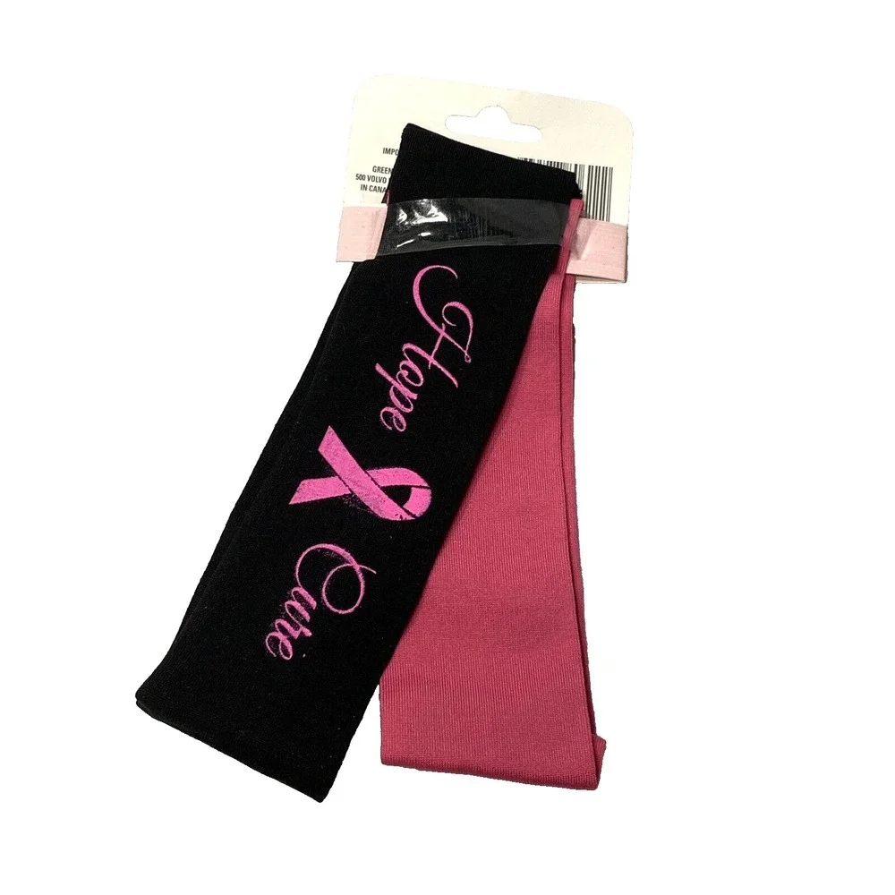 PINK RIBBON AWARENESS head‎ wraps head bands HOPE CURE black pink 2 pack